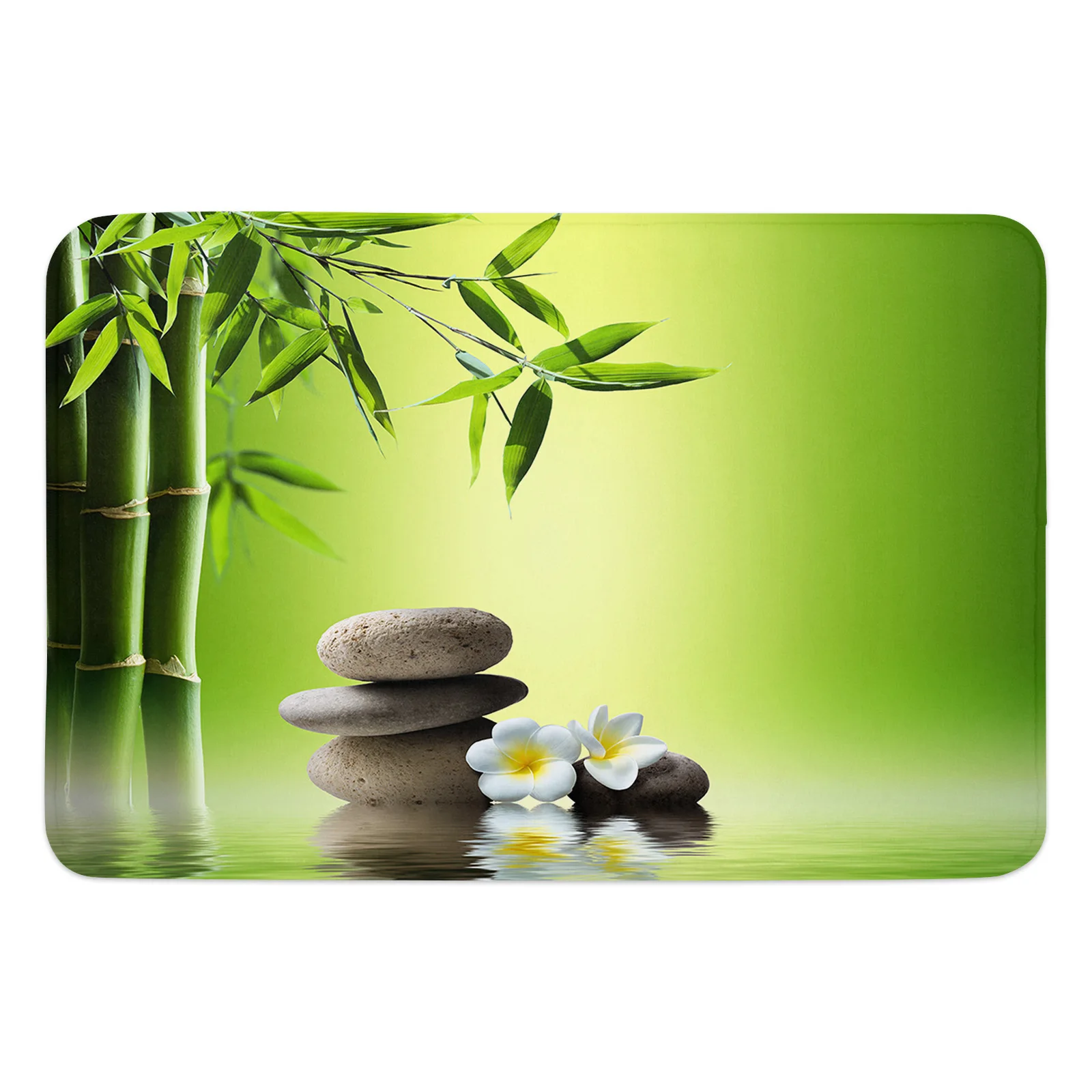 Bamboo Leaves Stone Plumeria Home Doormat Decoration Flannel Soft Living Room Carpet Kitchen Balcony Rugs Bedroom Floor Mat