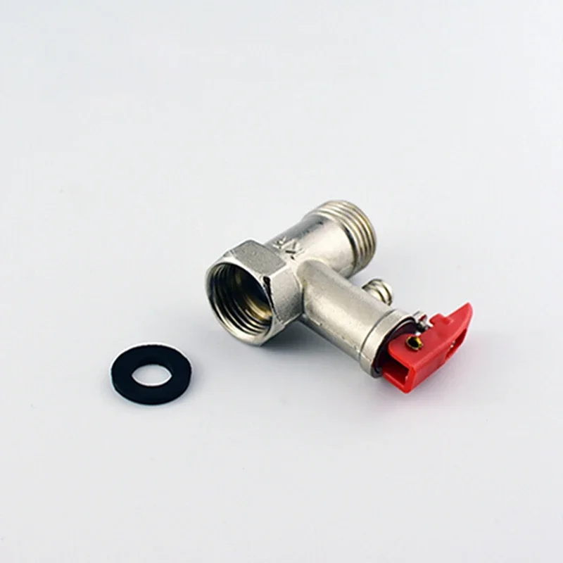 Red Lock Safety Valve for Electric Water Heater, Silver Tone, Special Pressure Reducing Valve, 0.75Mpa