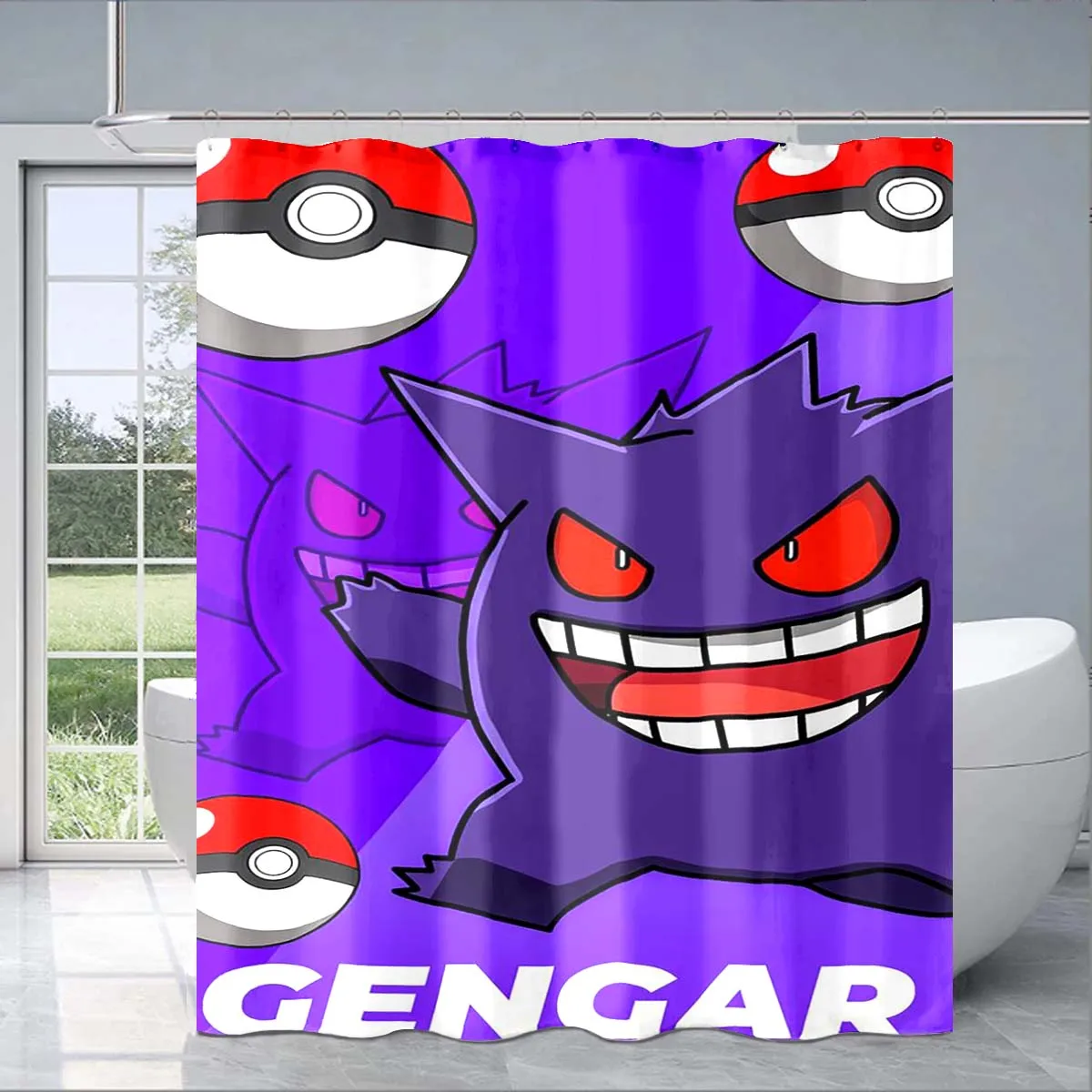 Pokemon Gengar Shower Curtain Cute 3D Printing Waterproof Bathroom Decoration Curtain Exquisite Family Gifts