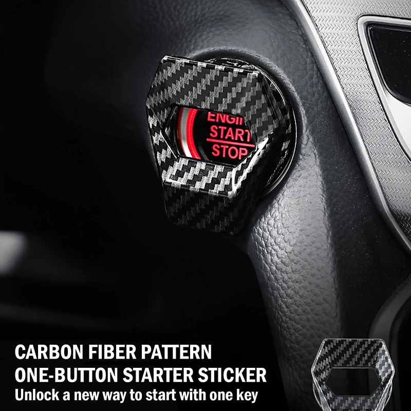 Car Interior One-Key Start Ignition Engine Stop Push Switch Button Protective Cover Decoration Sticker Accessories