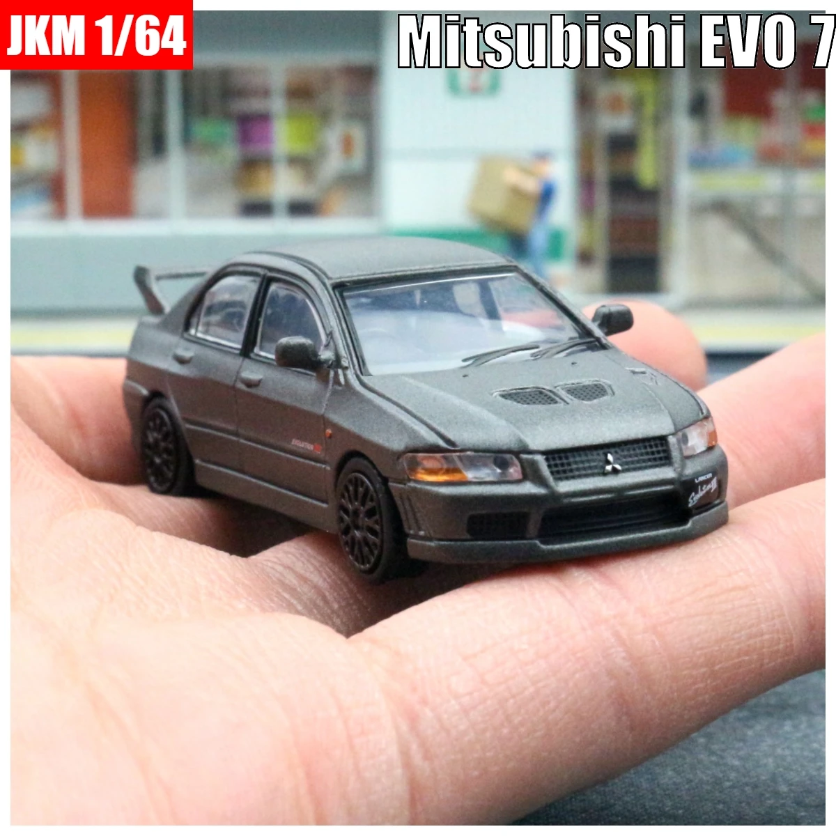 1:64 Mitsubishi Initial D EVO 7 Ⅶ Miniature Model, JKM 1/64 Premium Toy Car Vehicle Free Wheels Diecast Alloy Collection Gift