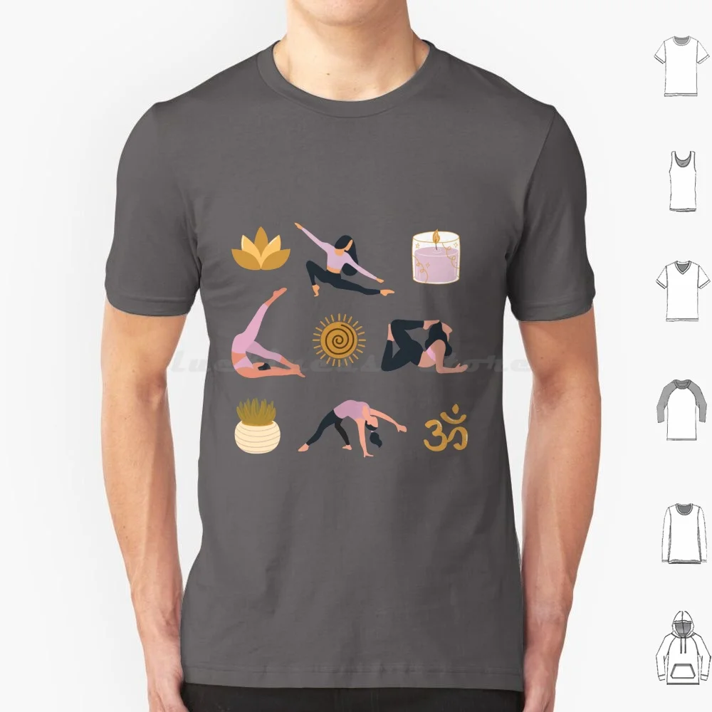 Lilas Yoga Pack t-shirt 6xl coton Cool t-shirt méditation méditer Yoga Yogi Pose Poses pleine conscience Positions Lilas rose