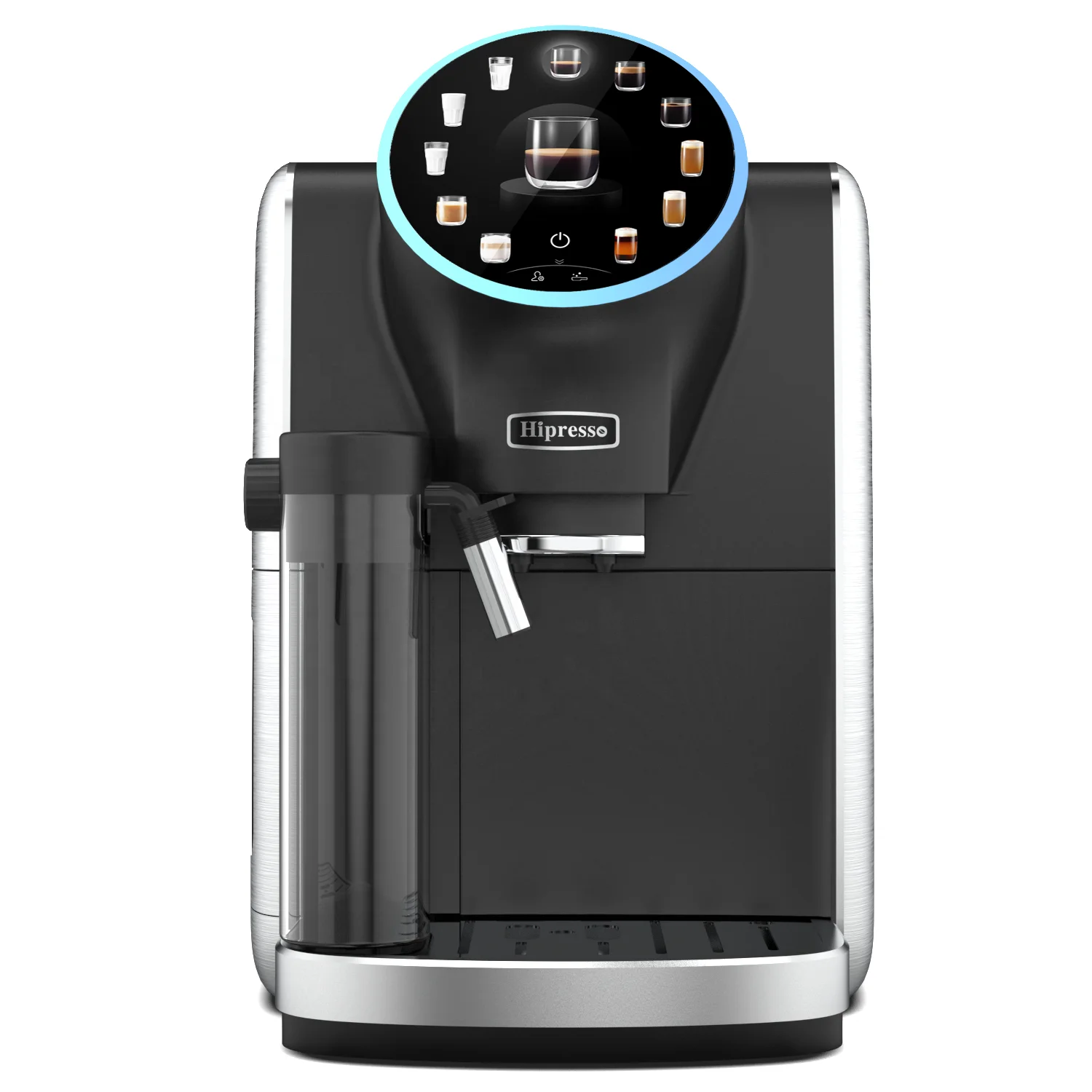 Intelligente automatische Kaffeemaschinen mit rundem Bildschirm, italienischer Pumpe und 19-Bars-Druck, DIY-Kaffee