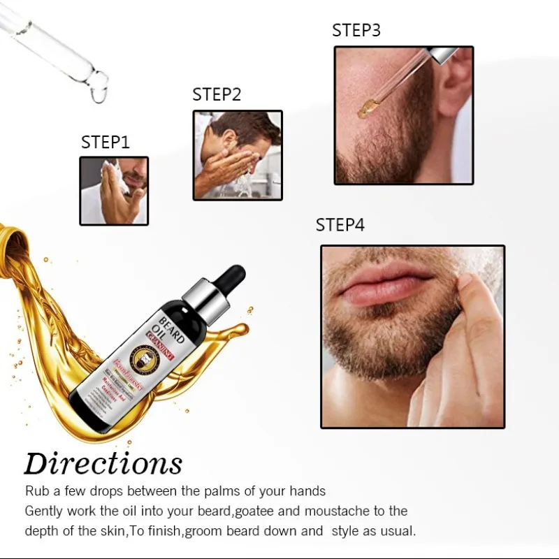 Óleo essencial de crescimento natural da barba, 60ml, para homens, produtos de aliciamento de barba, cuidados com a pele, engrossar, macio, suave, nutrir a barba