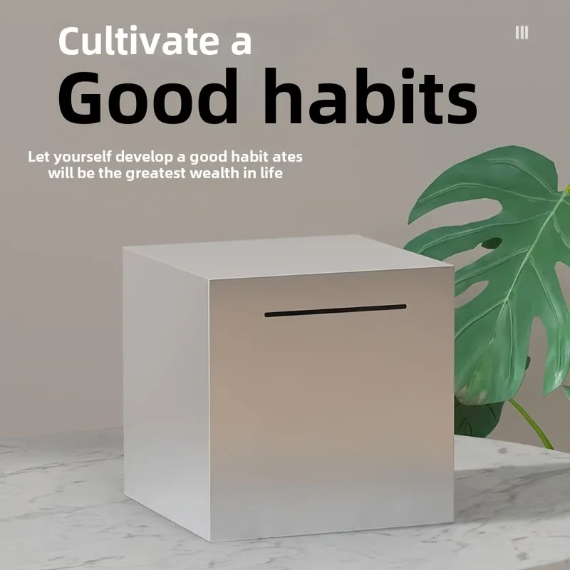 Stainless Steel Piggy Bank, a Student Internet Celebrity Savings Box That Only Allows Deposits, a Durable Metal Money Box.