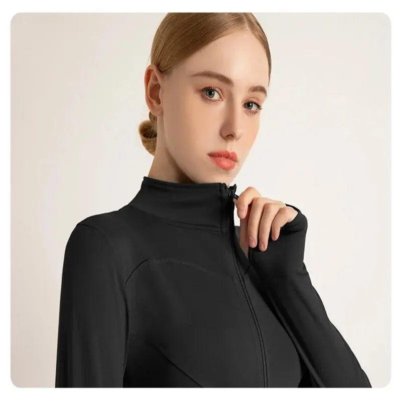 High Elastic Quick-drying Sports Jacket with Vertical Collar Slim-fit Slim-fit Yoga Top Fitness Jacket