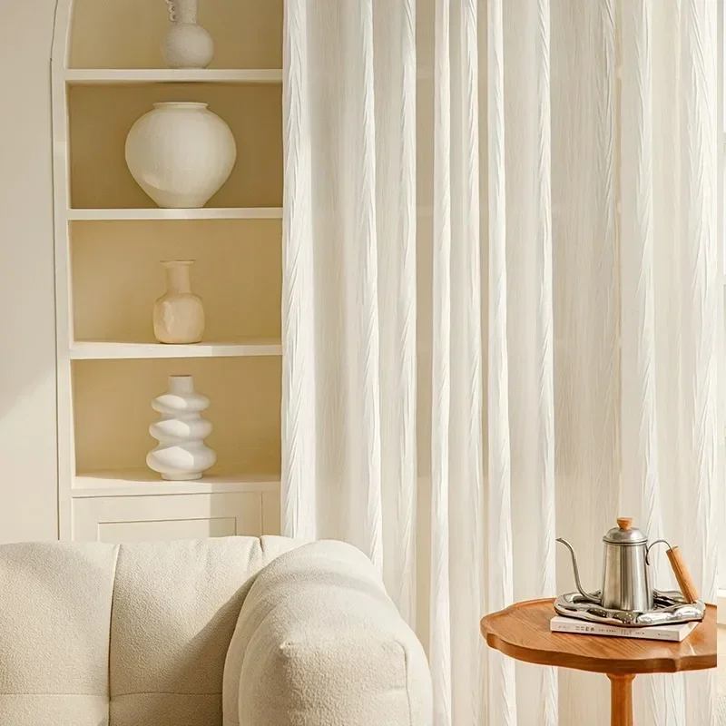 

Simple French Dovetail Screen Curtain White Tulle Light And Opaque Thickened Light Luxury Living Room Bedroom Window Screen