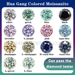 Colored Loose Moissanite Stones 1ct 2ct 3ct Royalblue Pink Green Black Moissanites Shining Fine Jewelry Round Lab Grown Diamonds