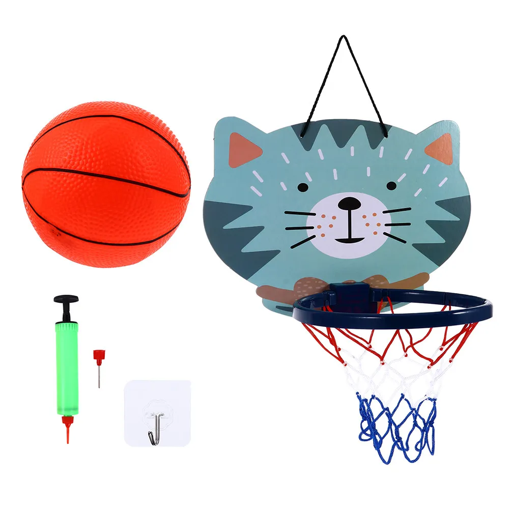 

1Set Basketball Frame Cartoon Patterned Hanging Indoor Outdoor Game for Kids Hand-Eye Coordination Mini Basketball Rack