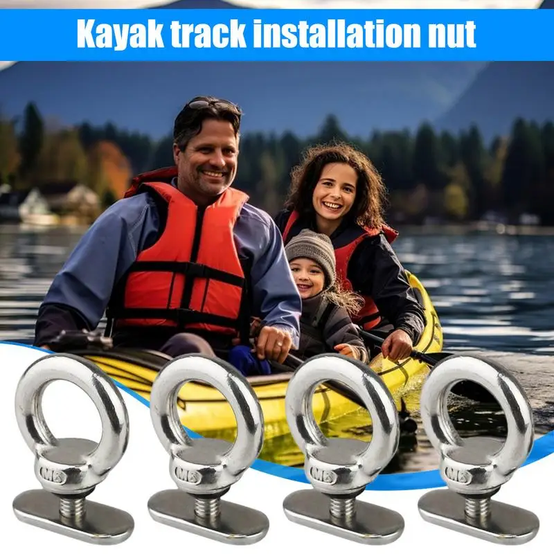 Kayak Track Mount Accessories 4pcs Sturdy Stainless Steel Tie Down Rail Mount Eyelet Multifunctional Precise Rail Mount Accessor