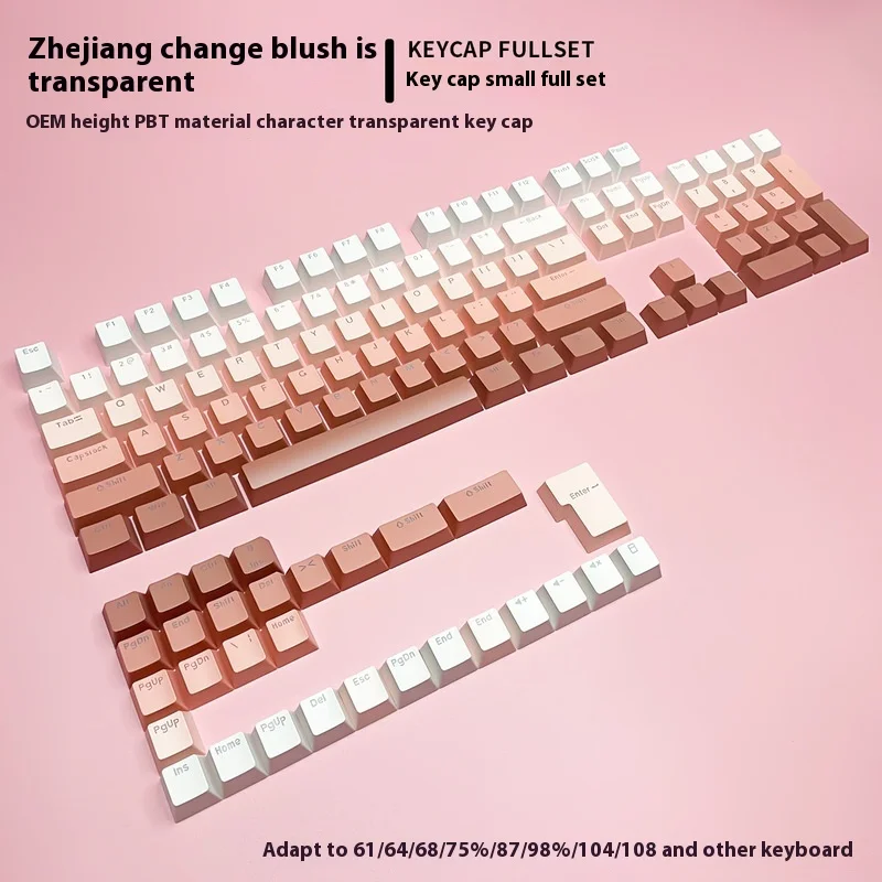 Powder Blusher Positive Transparent Gradient Oem Height Character Light Transparent White To Brick Red Gradient Key Cap Keyboard