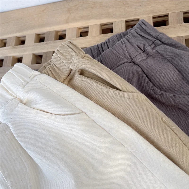New Spring Autumn Kids Pants Casual Loose Harem Trousers 3-8Y Children Elastic Waist Solid Color Trousers Kids Fashion Clothes