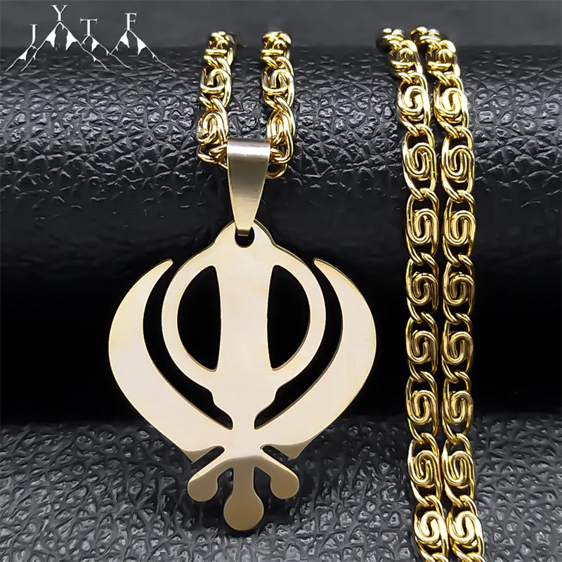 Sikhism Sikh Necklace Women Men Khanda Pendant Stainless Steel India Pakistan Malaysia Punjab Religious Necklaces Jewelry N8090