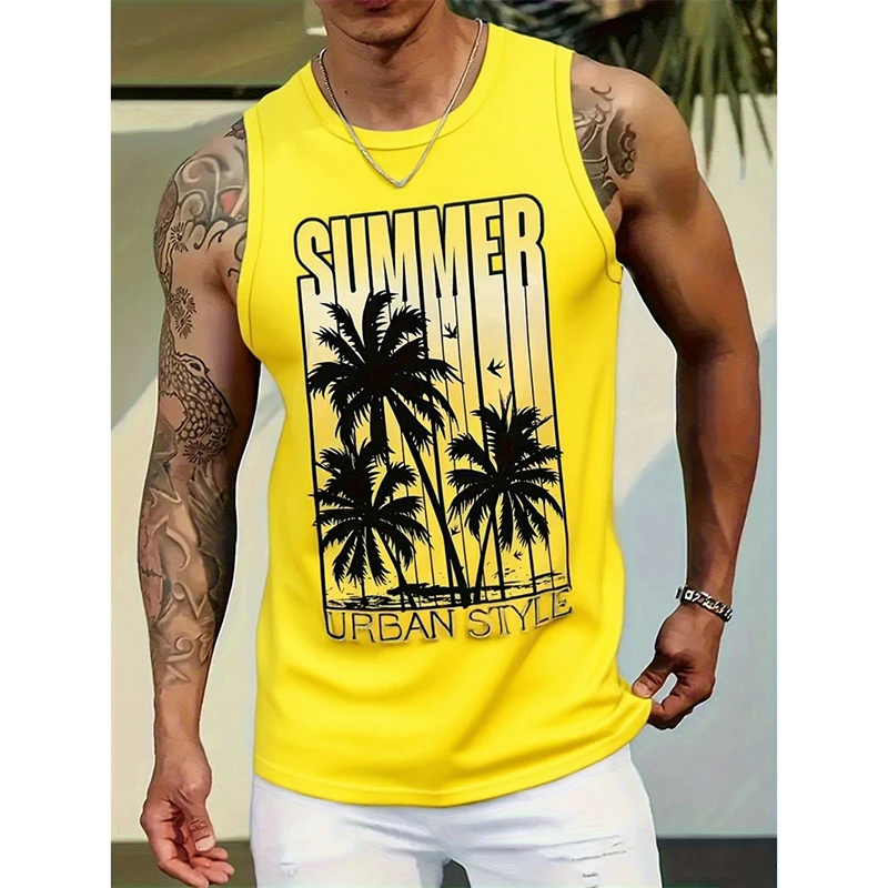 

Summer Men's Hawaii Style Tank Tops Fashion Casual Breathable Quick Dry Sleeveless Vest Loose Comfortable Outdoor Sports Clothes