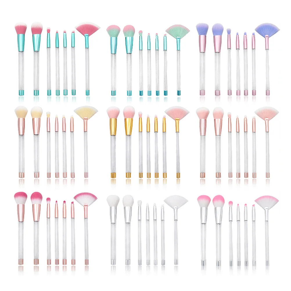 

7 Pcs Crystal Makeup Brush Set Women's Suits for Applicator Brushes with Labels