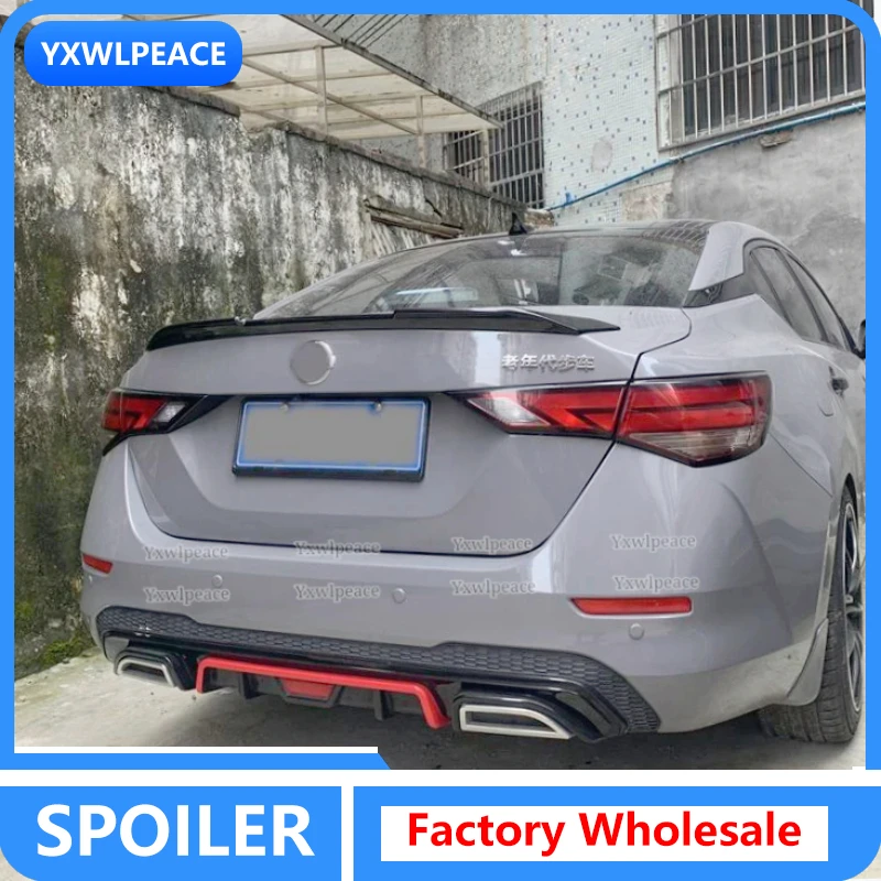 

For Nissan Sentra Sylphy 2020 2021 ABS Material Car Rear Wing Trim Color Rear Trunk Lip Spoiler Body Kit