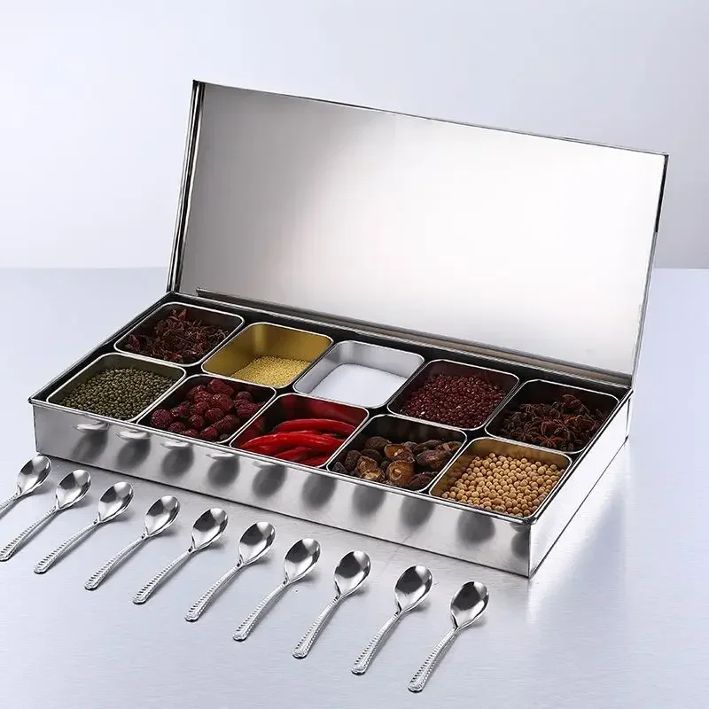 304 stainless steel seasoning box, cafeteria ice powder ingredients, seasoning, vegetables, seasoning box set, storage