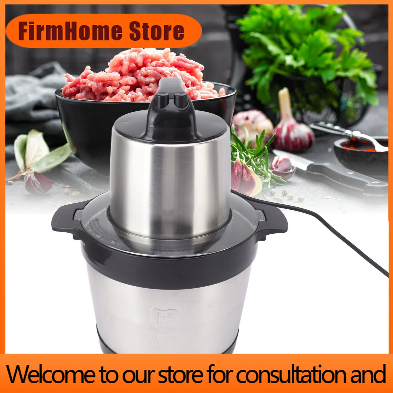 FirmHome Store1000W Meat Chopper Grinder Electric Food Chopper Sharp 220V Detachable 304 Stainless Steel With Non Slip Pads For