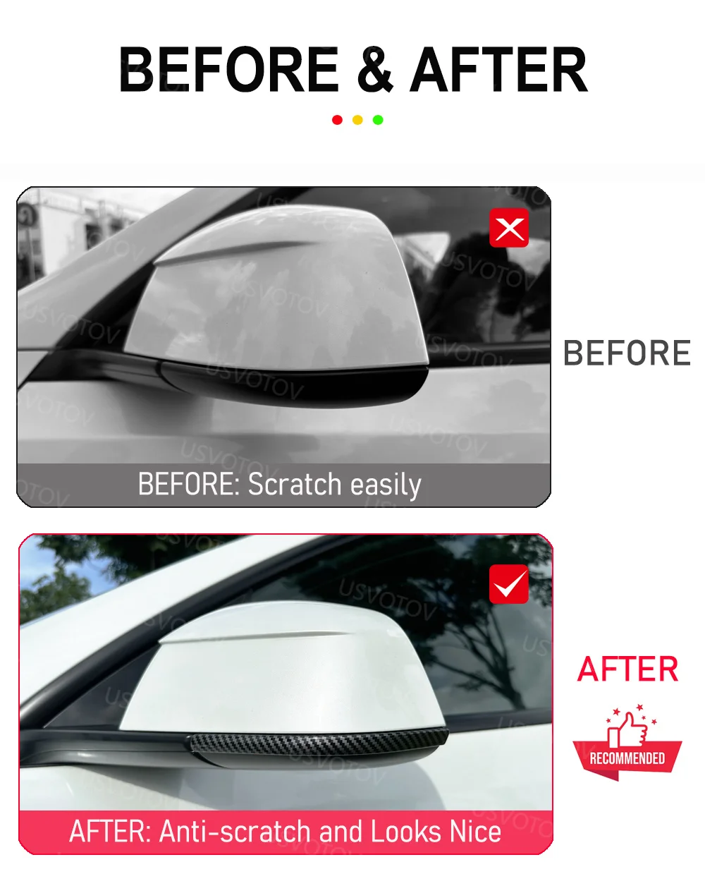 Für Tesla Model 3 Y YL Juniper Highland 2026 2025-2021 Rückspiegelabdeckung Schutz Spiegelkanten-Zierleiste Reisezubehör – Detail 2