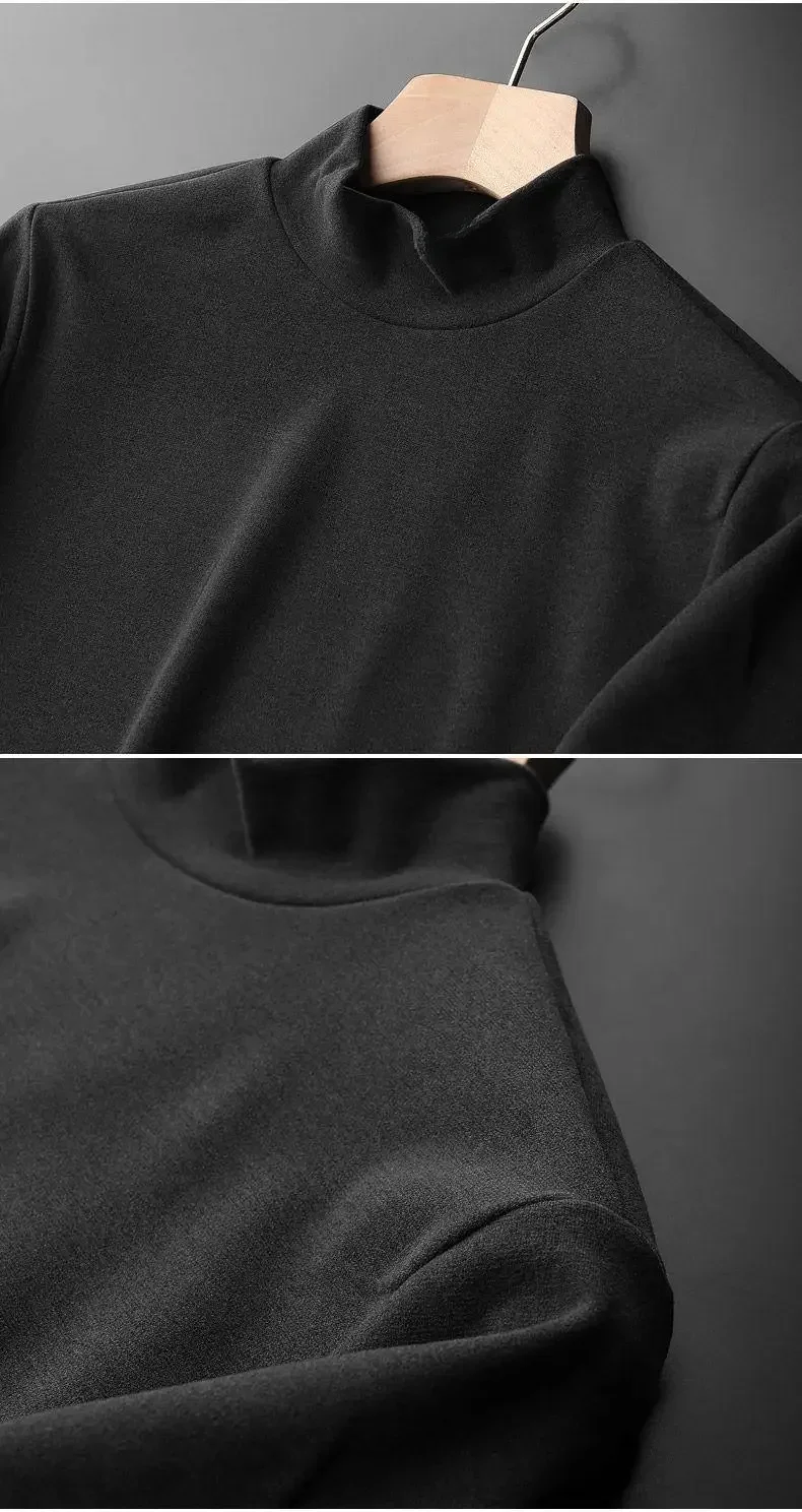 Herren Herbst/Winter Warmes Langarm-T-Shirt Vielseitiges Casual Polo/Rollkragen-Basisshirt Koreanisches Langarm-Oberteil – Detail 8