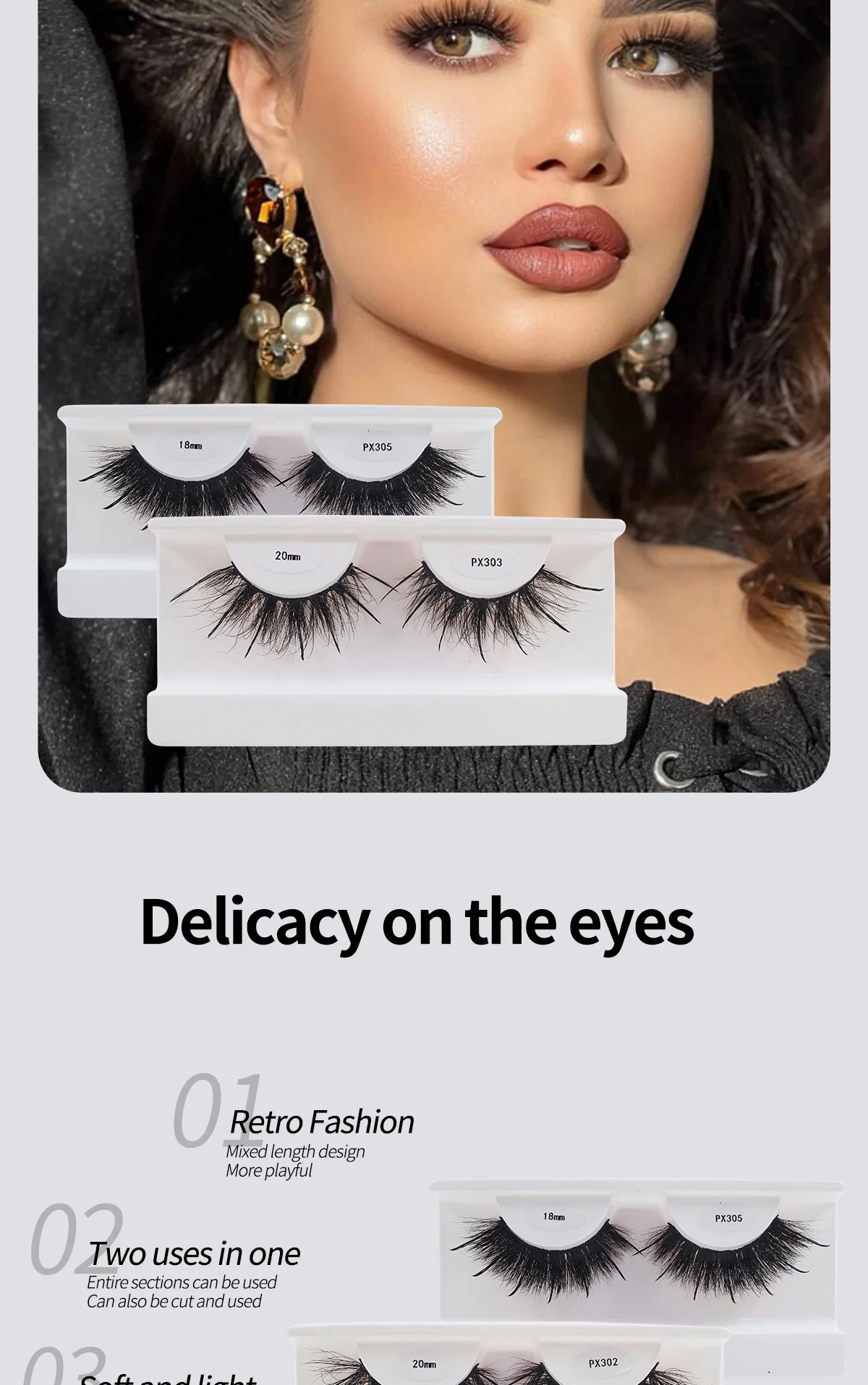 Neue nasse flauschige Nerz Wimpern mit Spikes Make-up Anbieter 16mm 18mm 25mm Volumen lang natürlichen Look Nerz Wimpern Großhandel – Detail 2