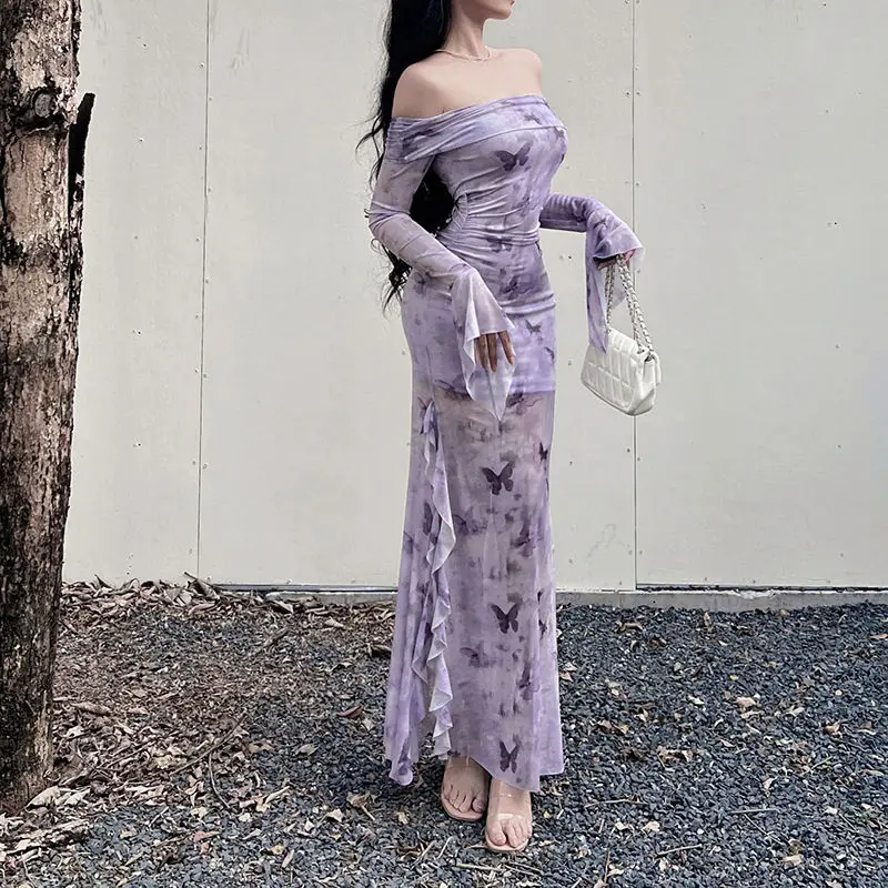 Robes à manches longues pour femmes, robe de soirée de mariage, printemps, rubans en Satin appliqués, volants, taille basse, Style français plissé