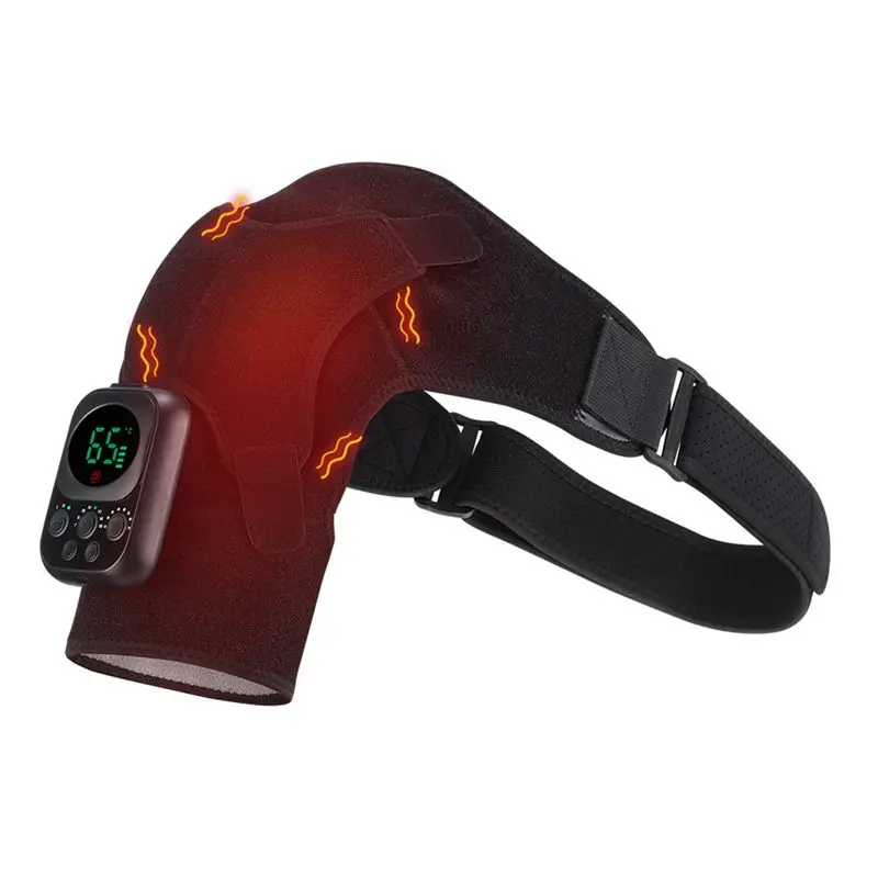 A21Q -Cordless Heated Shoulder Brace EMS Heated Shoulder Wrap Shoulder Heating Pad With Massage Shoulder Massager