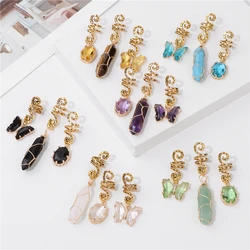 Hexagonal Column Pendant Natural Stone Hair Jewelry For Women Braids Crystal Butterfly Dreadlock Women Headwear Dangle Dreadlock