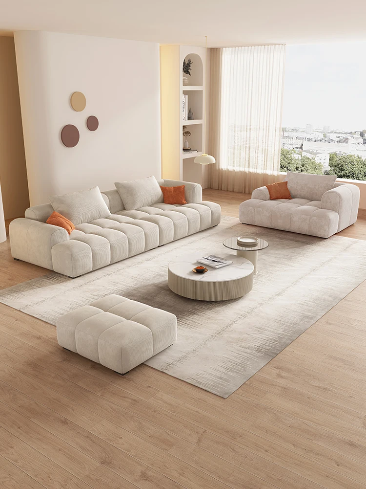 Cream style internet celebrity minimalist popular new straight row living room fabric sofa Nordic light luxury modern minimalist