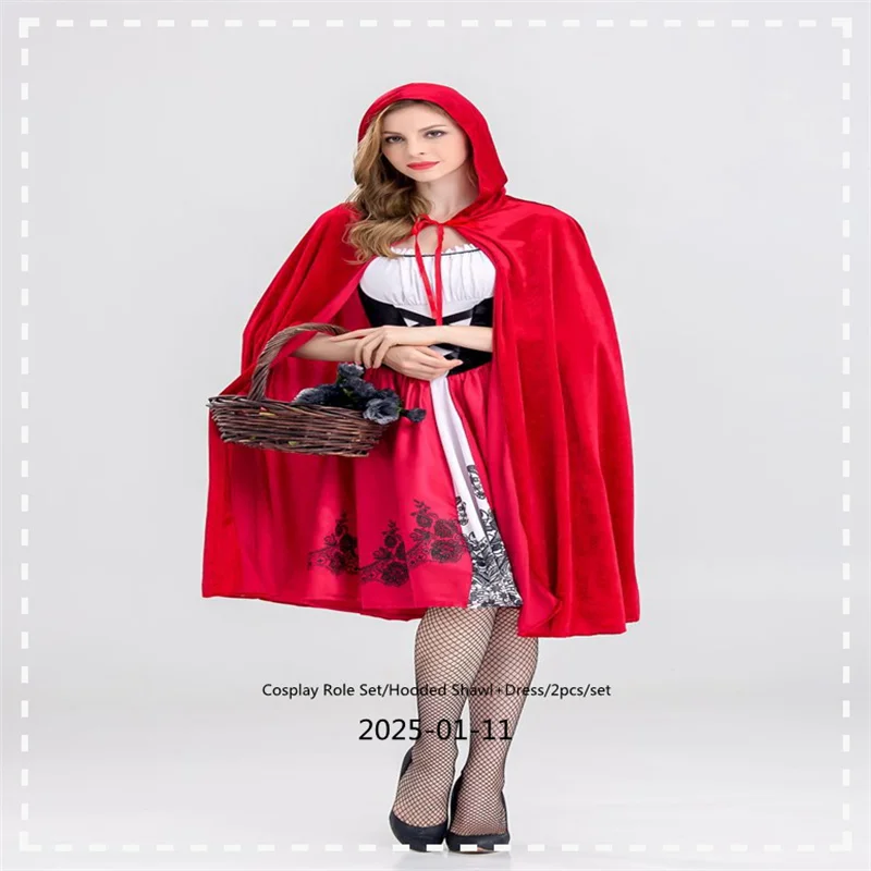 Taille S-3XL Halloween Ladies Little Red Riding Hood Costume, Net Hen Party Robe, Cosplay Game Uniform fur s