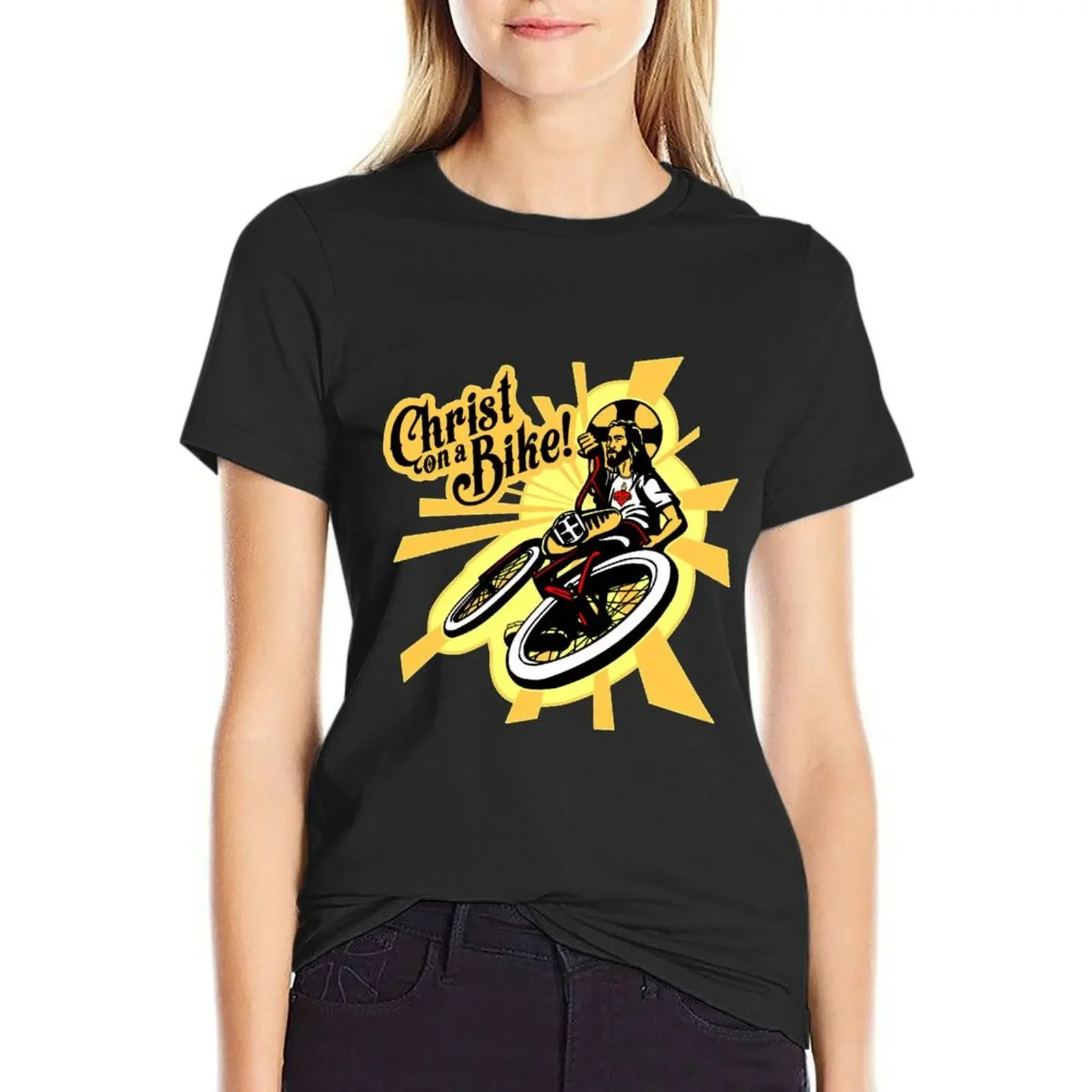 

Christ on a Bike T-Shirt tops summer top animal print shirt for girls korean fashion Women clothes