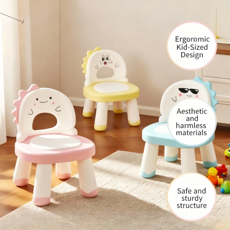 

Child Chair Baby Seat Toddler Chair Plastic Kids Chairs Armchair Ergonomic Backrest Lightweight Stackable Nursery Home Dining