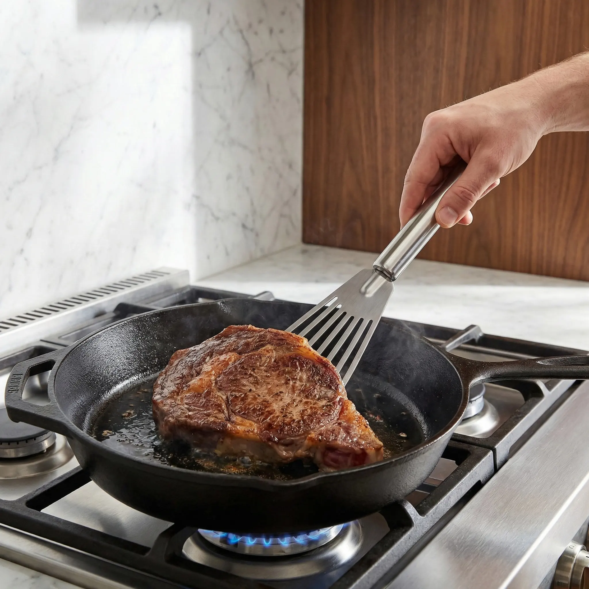 3Pcs Stainless Steel Steak Frying Shovels Multi Functional Kitchen Gadgets Steak Fish Frying Tools Slotted Turners