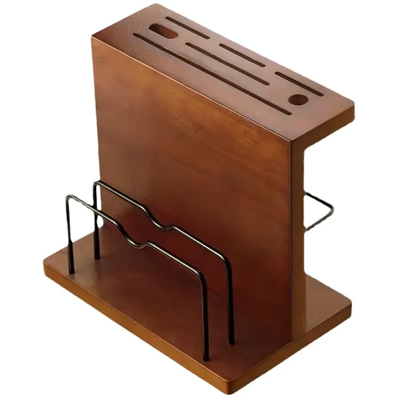 

Подставка для ножей из массива дерева, многофункциональная подставка для ножей с доской для резки, вентилируемая подставка для ножей, кухонная подставка для ножей