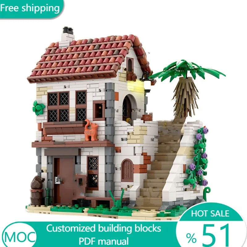 1346 stuks Middeleeuwse Piratenherberg Serie # 2 MOC Aanpasbare Modulaire Bouwblok Educatief Ontwerp Steentjes DIY Montage Speelgoed Cadeau