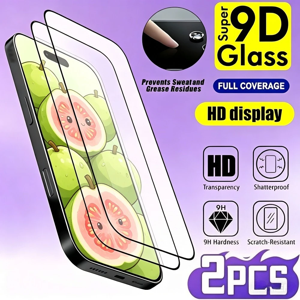 

2 шт. Защитное стекло Full Cover для iPhone 17 16 Pro Max Air 17e 16e 15 14 Plus 15 14 13 12 11 Pro, закаленное, с защитой от царапин