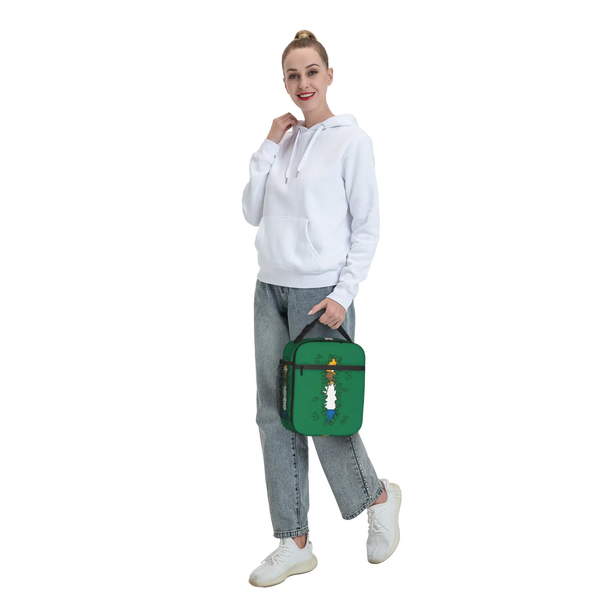 Homer In The Bushes S-Simpsons Lunchtasche, tragbare Lunchbox, Unisex, für die Schule, Designer-Kühltasche, Freizeit, wasserdichte Tragetasche, Lebensmitteltaschen – Detail 8