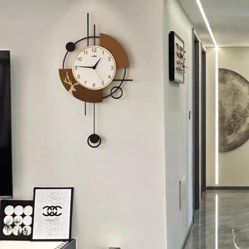 Light Luxury Living Room Sway Decoration Wall Clock LED Mute Digital Clock Metal Art Hanging Painting Wall Watch Home Decor