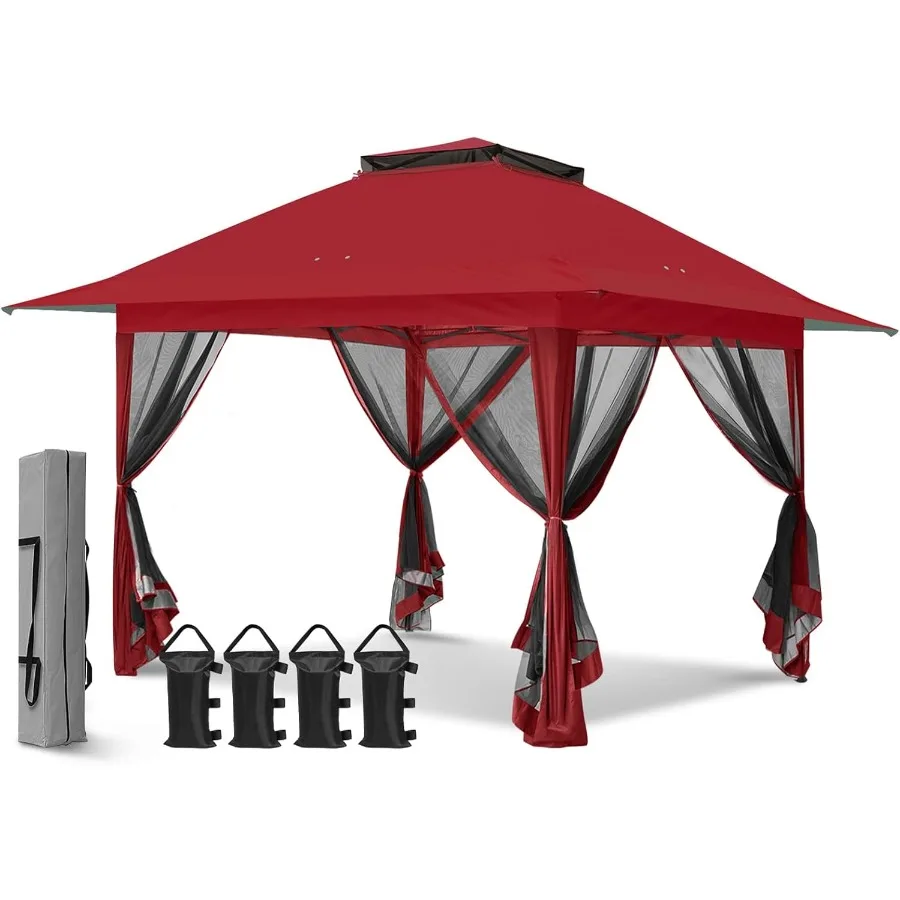 

Выдвижная беседка 13x13 с сетчатой сеткой для патио и заднего двора: легкий экранированный навес с быстрой установкой укрытия для улицы красного цвета I