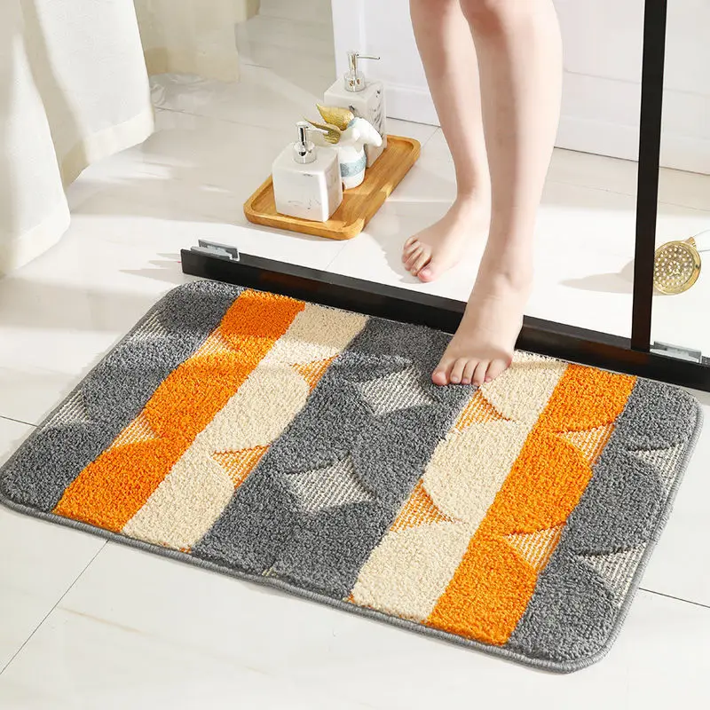 

Flocking Bath Mat Non-slip Absorbent Microfiber Bathroom Rug Bathtub Floor Mat Entrance Door Mat Super Soft Bath Carpet Home