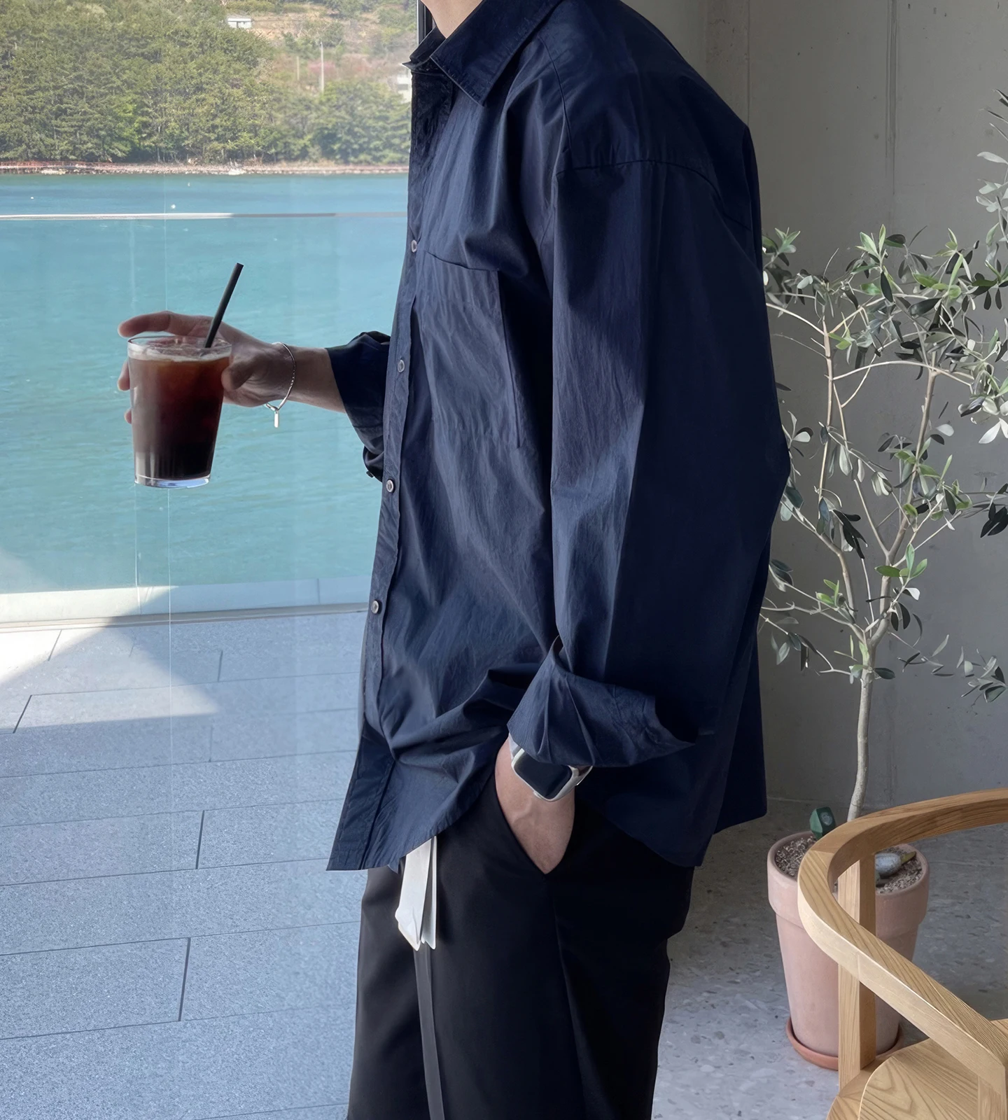 

American Vintage Cotton Linen White Men's irt Loose Long Sve Outdoor Sun Protection Faionable Trendy Youth Casual