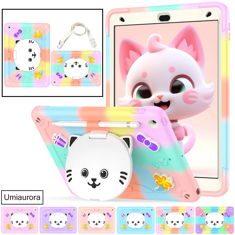 

Для iPad 7th 8th 9th 10.2 10th 10.9 11-го поколения 11-дюймовый детский чехол для планшета с рисунком кота, противоударный силиконовый чехол-подставка для ПК, прочный чехол