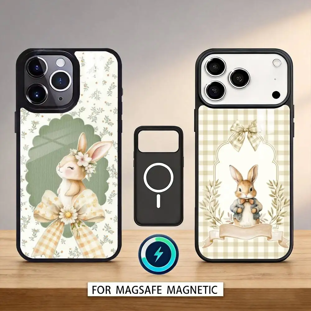 

Cute P-Peter Rabbit Phone Case Magnetic For iPhone17 16 15 14 13 12 Pro Max For Magsafe Wireless Charging Cover
