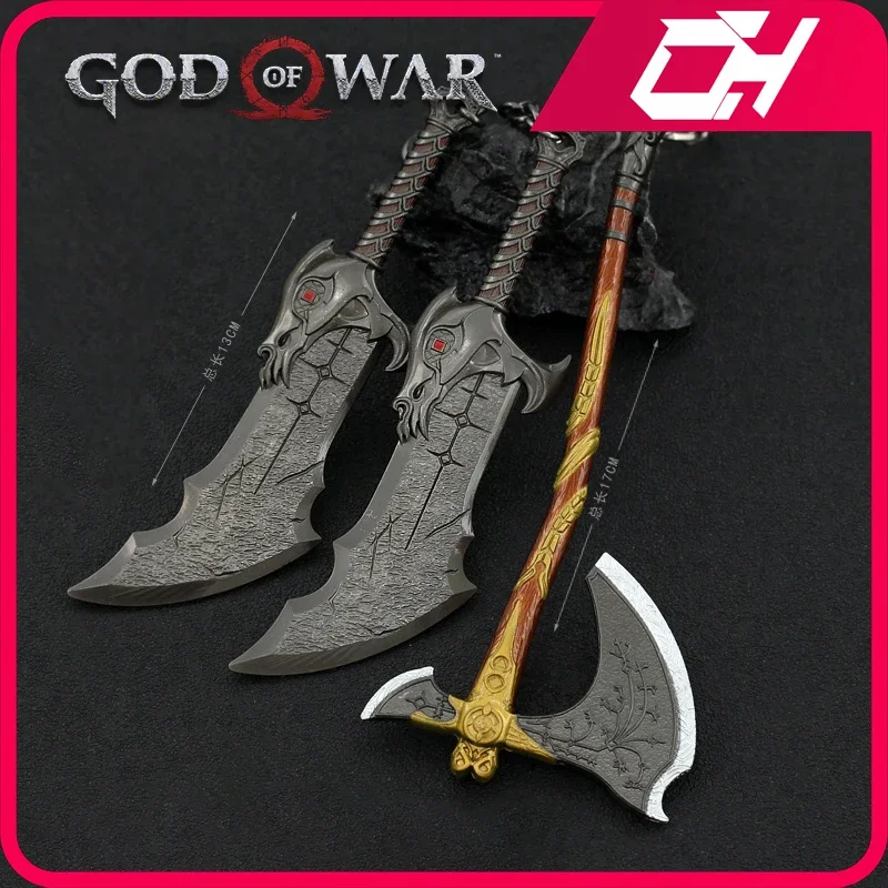 God of War Weapon New Blades of Exile Weapon Metal Weapon Katana Sword Spear Anime Weapons Model Keychain Toys for Boys Gifts