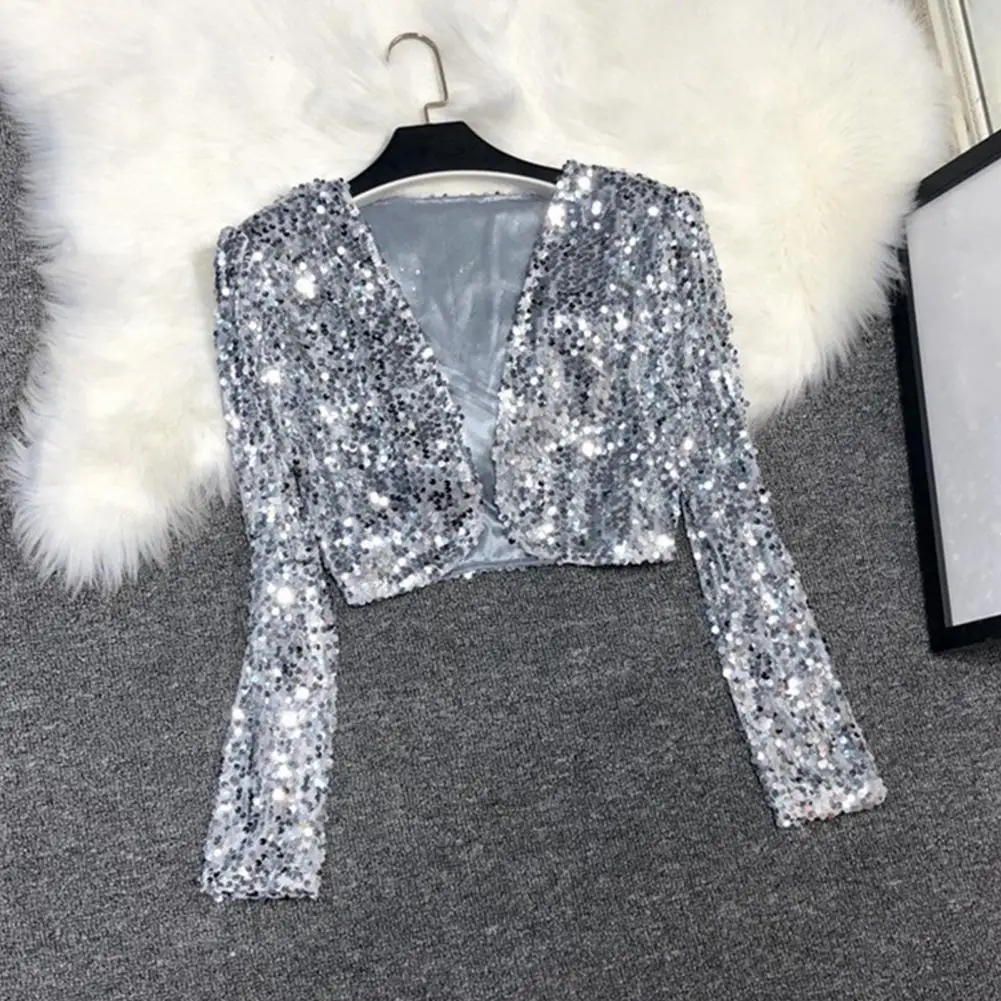 

2026 Street Fashion Short Edition Sequins Small Suit Sparkling Bead Piece Suit Small Jacket Tank Top Jazz Dance Performance