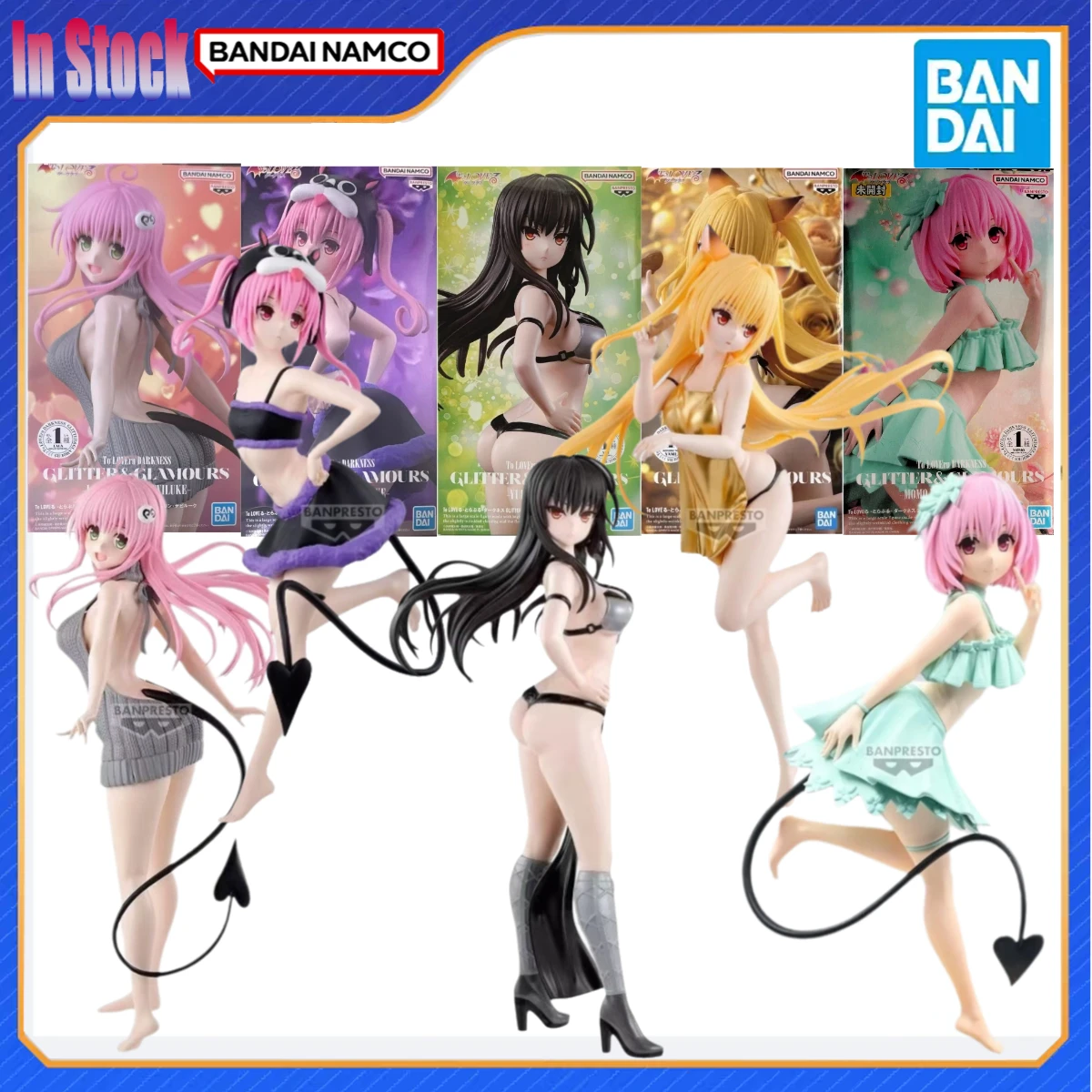 Original genuíno bandai anime banpresto para amar glitter & glamour lala nana momo kotegawa yui eva figura de ação modelo kits presente