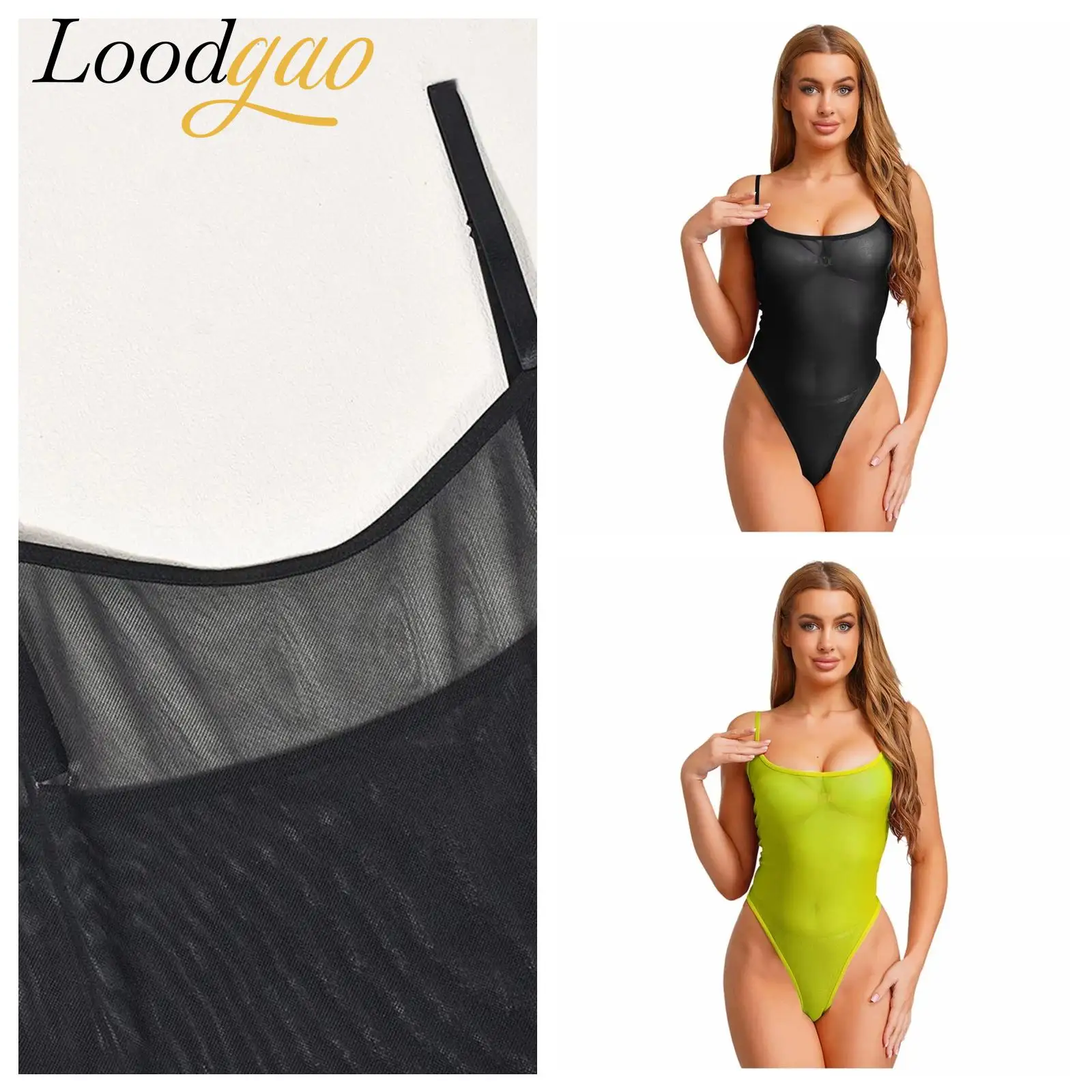 Sexy Bademode für Damen, Monokini, einteiliger Badeanzug, Pool-Party, rückenfrei, hoch geschnittener Trikotanzug, durchsichtiger Netz-Body