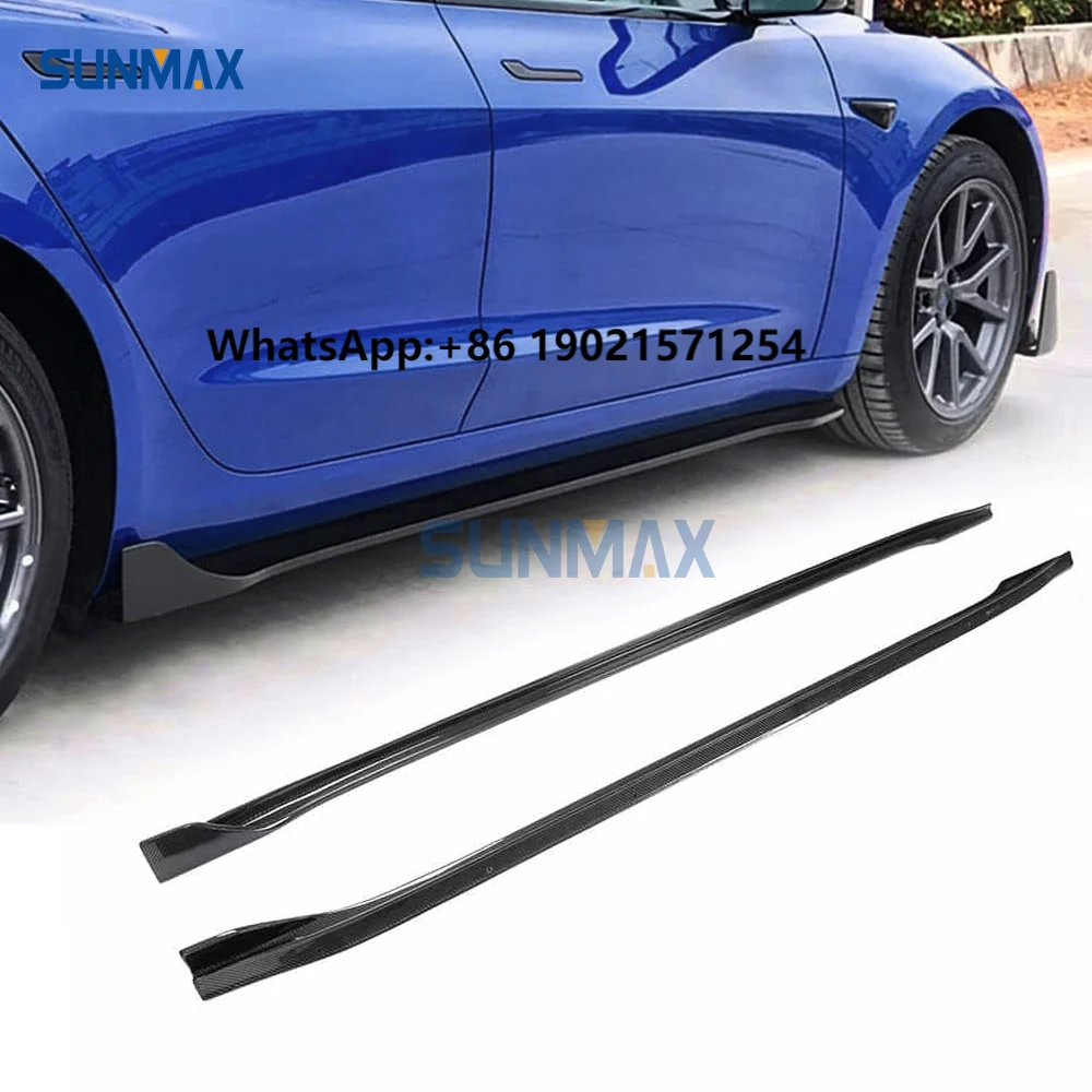 

Sunmax Real Carbon Fiber Car Bodykit Side Skirts Bumper Lip for Model 3 Sedan 4-Door 2017-2022 Model Y