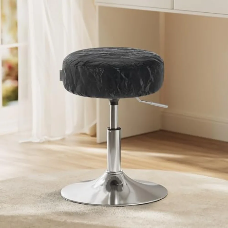 

Adjustable Bar Stool, Makeup Vanity Chair, 360° Swivel Ottoman Stool, PU Upholstery, Thick Cushion, for Bedroom, Kitchen, Dinin