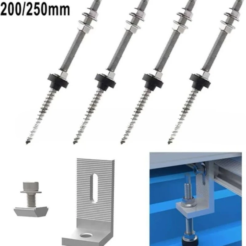 304 Stainless Steel Solar Hanger Bolts for Mounting Solar Panel Height Adjustable Waterproof for Photovoltaic Solar Hanger Bolts
